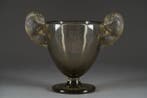 René Lalique - Vaas - R Lalique Béliers gerookt topaasglas, Antiek en Kunst