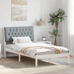 vidaXL Bedframe met Gevoerde Hoofdbord met hoofdeinde Wit, Huis en Inrichting, Slaapkamer | Bedden, Verzenden, Nieuw