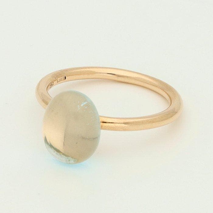 Ring - 14 karaat Roségoud - Topaas - Lichtblauw, Handtassen en Accessoires, Ringen