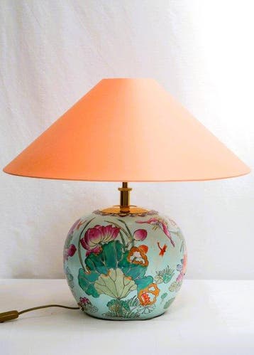 Lamp - Porselein, Messing, handbemalt - Gemaakt in Duitsland, Antiek en Kunst