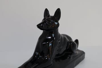 L.Francois - Beeld, Liggende herdershond - 22 cm - Aardewerk, Antiek en Kunst