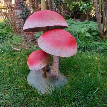 sculptuur, GARDEN DECORATION MUSHROOMS - 33 cm - Metaal