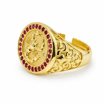 Zonder minimumprijs - Ring Verguld Robijn - Diamant - 18k, Nieuw