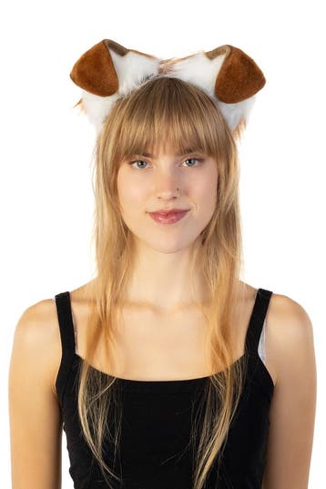 KIMU® Haarband Furry Hondenoortjes Bruin Wit Hond Diadeem Do, Ophalen of Verzenden, Nieuw
