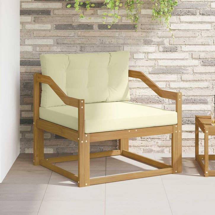 vidaXL Buiten Midden Sofa Polyester Wit, Huis en Inrichting, Zetels | Voetbanken en poefs, Nieuw, Verzenden