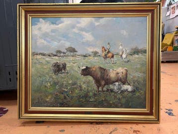 V. Sánchez Navarro (XX) - The Roundup, Antiek en Kunst