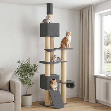 vidaXL Plafondhoge krabpaal met sisalpaal Donkergrijs, Dieren en Toebehoren, Verzenden, Nieuw