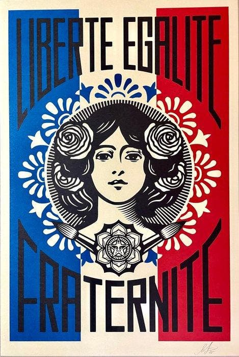 Shepard Fairey (OBEY) - Liberté, Egalité, Fraternité, Antiek en Kunst, Kunst | Designobjecten