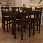 vidaXL Eettafel met 4 stoelen hout bruin, Huis en Inrichting, Complete eetkamers, Verzenden, Nieuw
