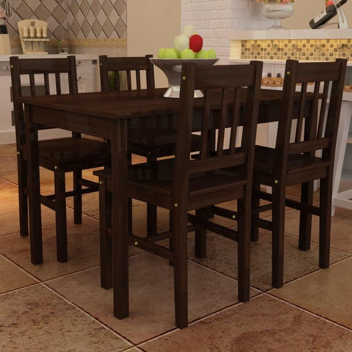 vidaXL Eettafel met 4 stoelen hout bruin, Huis en Inrichting, Complete eetkamers, Nieuw, Verzenden