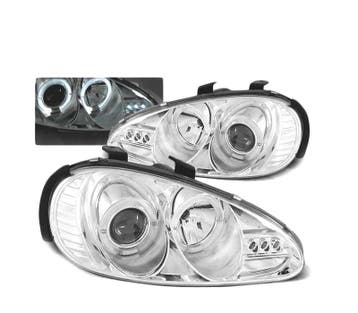 PHARES POUR MAZDA MX3 91-98 ANGEL EYES CHROMÉ, Verzenden
