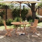 vidaXL Tuin Bistro Set 3 pcs Naturel Massief Teakhout, Verzenden