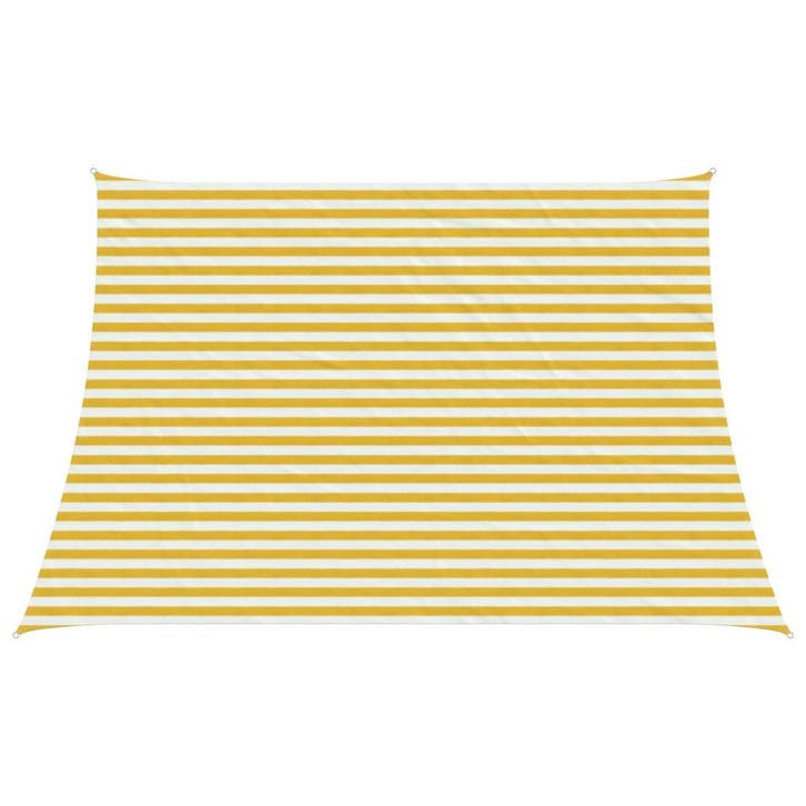 vidaXL Zonneschaduwzeil Geel en Wit 4 / 5 x 3 m HDPE, Tuin en Terras, Parasols, Nieuw, Verzenden