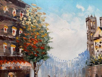 Claude Venard ( 1959- ) - Promenade devant Notre-Dame, Antiquités & Art