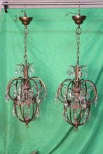Lustre - Bronze, Cristal - Paire de style baroque., Antiek en Kunst