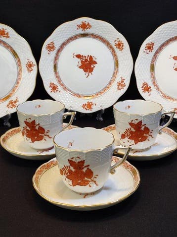 Herend - Koffieservies (9) - für 3 Personen Apponyi Orange