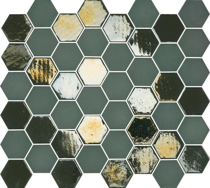 Wand Mozaïek Tegels Factory Hexagon Keramiek Khaki - Matj.., Bricolage & Construction, Dalles & Carrelages, Enlèvement ou Envoi