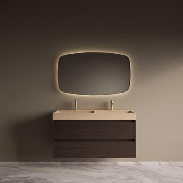 Badmeubelset Riga Travertin met Wastafel 120 cm Bruin Eiken, Ophalen of Verzenden, Nieuw, Bad