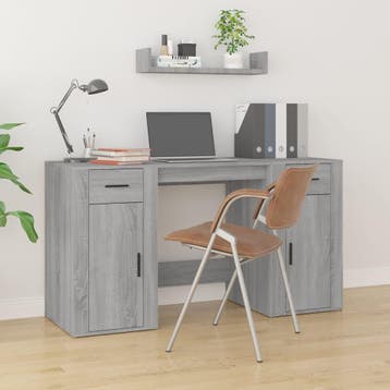 vidaXL Bureau met kast bewerkt hout grijs sonoma, Verzenden, Nieuw