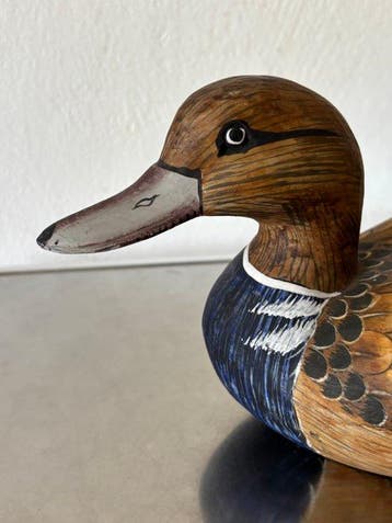 Lokeend - Large 26 cm Hand-Carved & Hand-Painted Wooden Duck