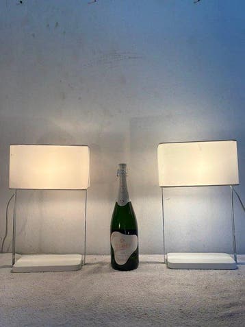 Eglo - Tafellamp (2) - Chroom, Glas, Staal, Textiel - Set, Antiek en Kunst