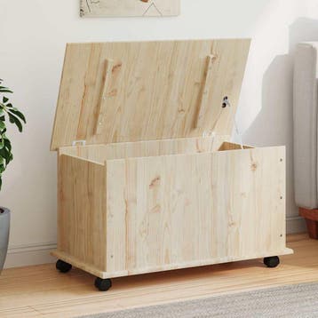vidaXL Opbergkist met wielen ALTA 73x39,5x43 cm massief, Huis en Inrichting, Kasten | Overige, Verzenden, Nieuw