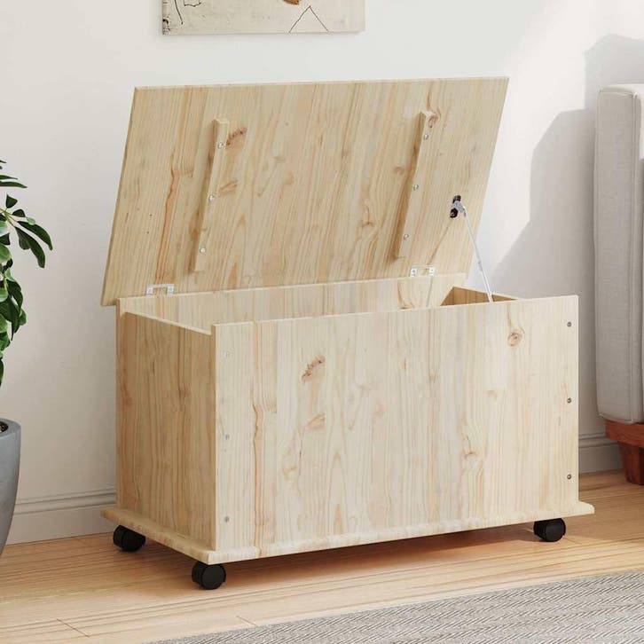 vidaXL Opbergkist met wielen ALTA 73x39,5x43 cm massief, Huis en Inrichting, Kasten | Overige, Nieuw, Verzenden