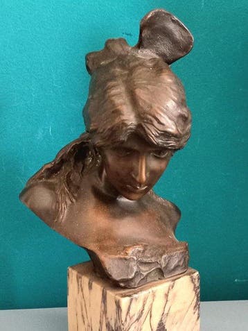 Buste, Damina - 25 cm - Brons, Antiek en Kunst