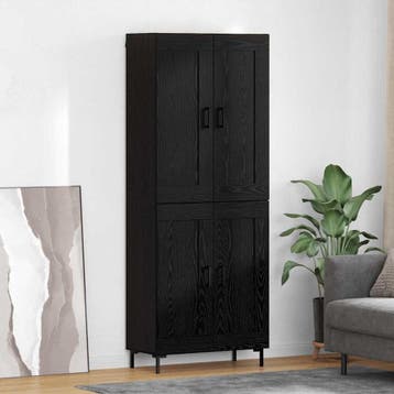 vidaXL Highboard 2 st Zwart Eiken 69,5 x 34 x 180 cm Bewerkt, Verzenden