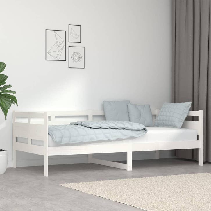vidaXL Slaapbank massief grenenhout wit 90x200 cm, Huis en Inrichting, Slaapkamer | Bedden, Nieuw, Verzenden