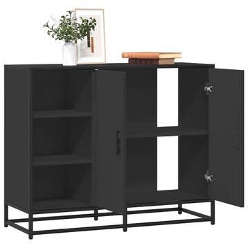vidaXL Dressoir 92x35x76 cm bewerkt hout zwart, Maison & Meubles, Verzenden