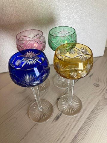 Val Saint Lambert - val saint lambert - Wijnglas (4) -, Antiek en Kunst