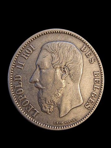 België. Leopold II. 5 Francs 1869 (Zonder minimumprijs)