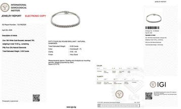 Bracelet - 18 carats Or blanc - 6.06ct. tw. Diamant