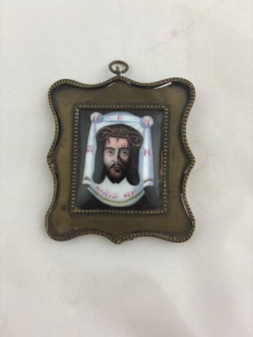 Icoon - Christ Mandylion Rostov Finift icoon - Emaille