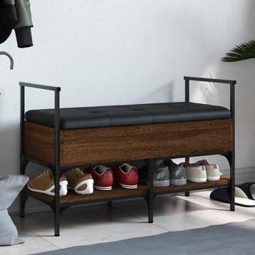 vidaXL Schoenenbank 85,5x42x57,5 cm bewerkt hout bruin, Huis en Inrichting, Verzenden, Nieuw