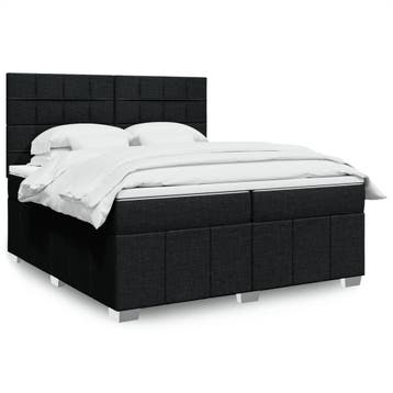 vidaXL Boxspring met matras stof zwart 200x200 cm, Verzenden, Nieuw