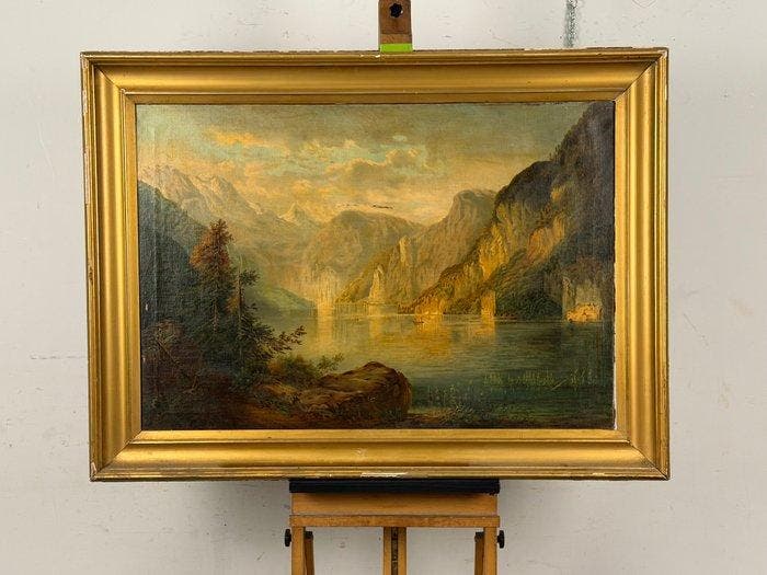 Albert Bierstadt (1830-1902), Circle of - Lake View, Antiquités & Art, Art | Peinture | Classique