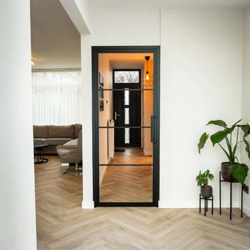 Stalen Binnendeur - Zwart - 4 Vlaks - Moderne look, Minder dan 80 cm, Binnendeur, Nieuw, Metaal
