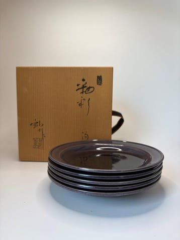 Assiettes émaillées japonaises Yusai – ensemble de cinq –