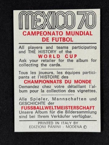 1970 Panini Mexico 70 World Cup, - Italy: Luigi Riva - 1, Nieuw