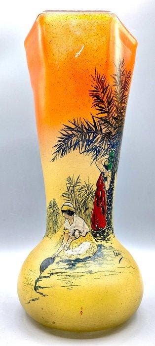 LEGRAS (1839-1916) - Vaas - Grote vaas Thebe met, Antiquités & Art, Antiquités | Verre & Cristal