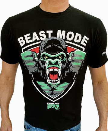 PunchR™ Beast Mode T-shirt Zwart Wit Groen, PunchR™, Verzenden, Vechtsport, Groen