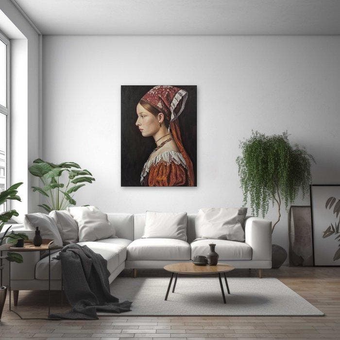 Anne Dias - (100% handpainted !) Lady Euphemia of Stillness, Antiquités & Art, Art | Peinture | Moderne