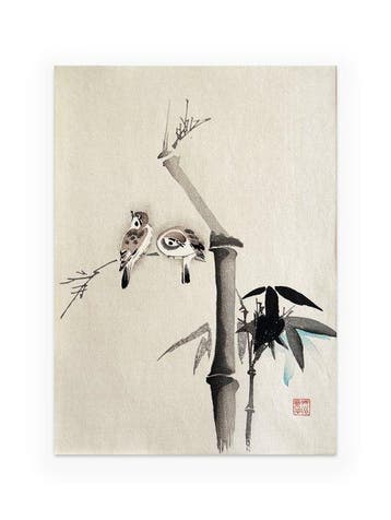 Sparrows and Bamboo - C. Kano - Japan (Zonder minimumprijs)