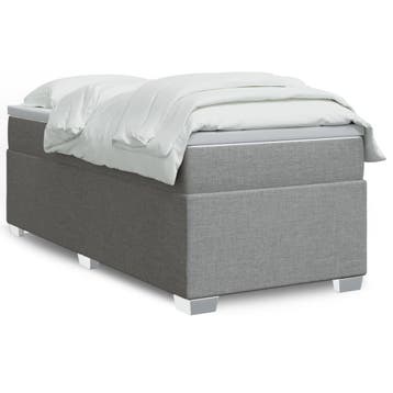 vidaXL Boxspring met matras stof lichtgrijs 90x200 cm, Verzenden, Nieuw
