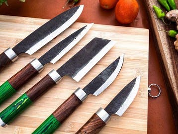 Keukenmes - Kitchen knife set - 755 - Staal, Hout,