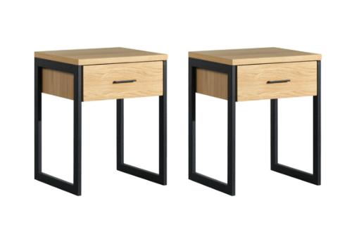 Caresse Nachtkastje OAK 1 Lade (Set - 2 Stuks), Huis en Inrichting, Slaapkamer | Nachtkastjes