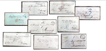 Duitsland 1837/1871 - Lot van 9 Voorzegel gevouwen brieven:, Gestempeld