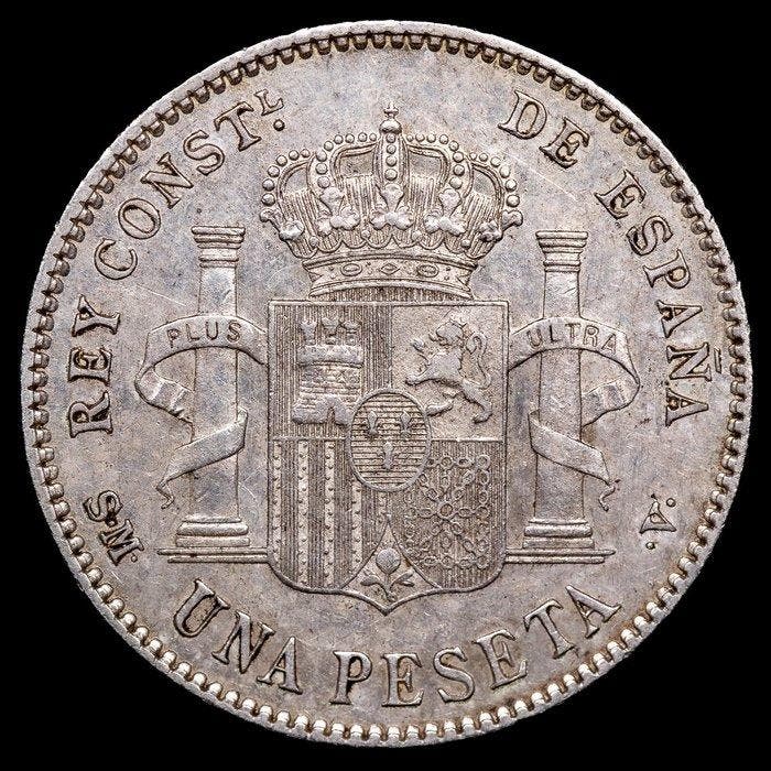 Spanje. Alfonso XIII. 1 Peseta 1903*03 SMV (Zonder, Timbres & Monnaies, Monnaies | Europe | Monnaies non-euro